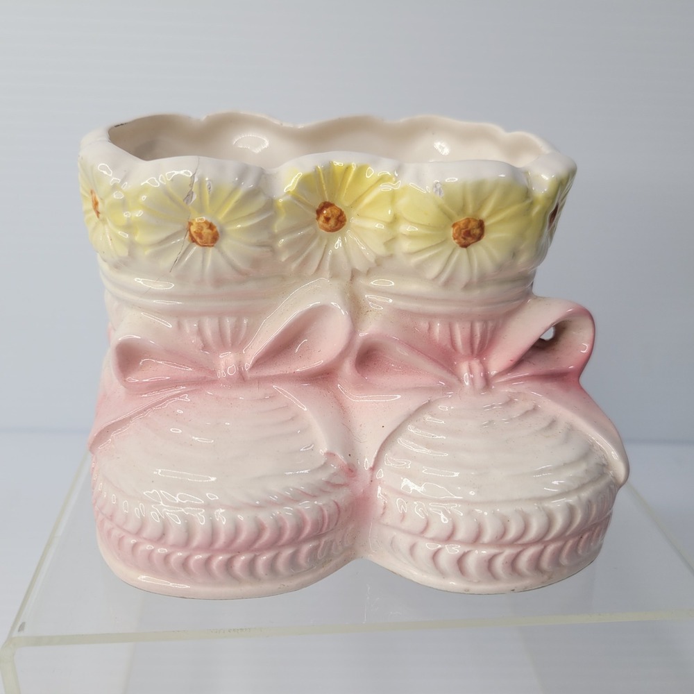 Rubens Planter‎ Kids Pink Floral Ceramic Boot Baby Shower Gift 302 Japan READ